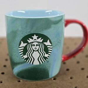 Starbucks 2024 Holiday Green Blue MarbledCoffee Cup Mug 11 Oz